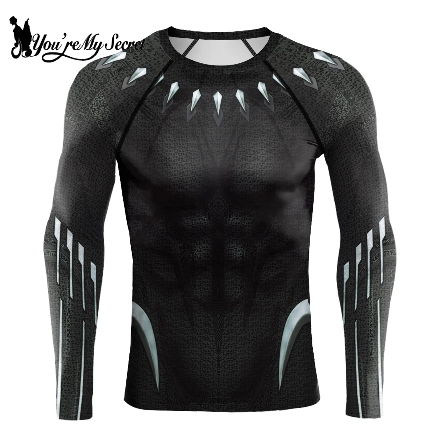 [You\'re My Secret] Movie Superhero Cosplay Costume Compression Quick Dry T-shirt Men Bodybuilding Skinny Long SleeveTops