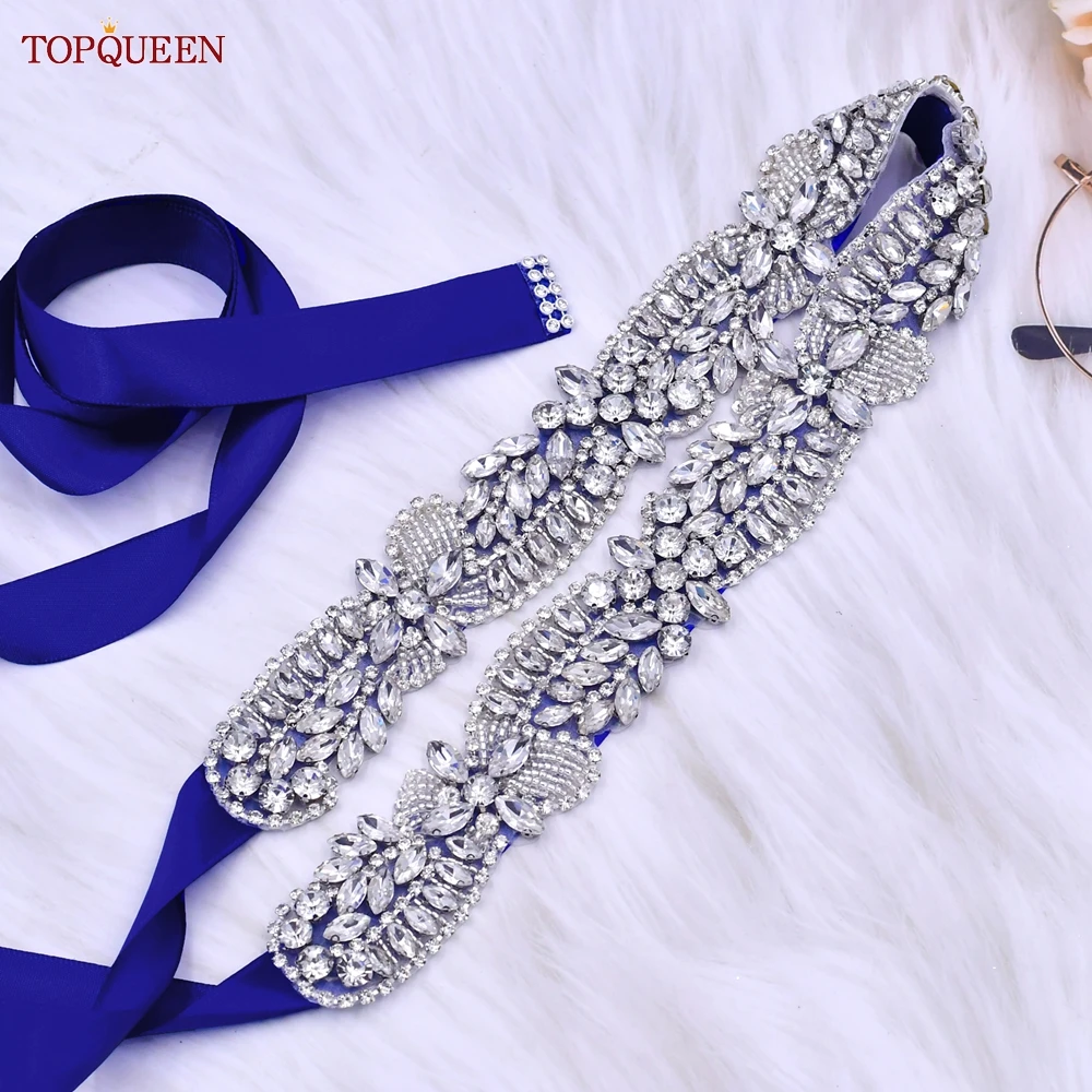 TOPQUEEN S114 diamentowe wesele pas dekoracyjna naklejka dodatki do sukni ślubnej pasek do sukni ślubnej luksusowy diament Handmade Accesso