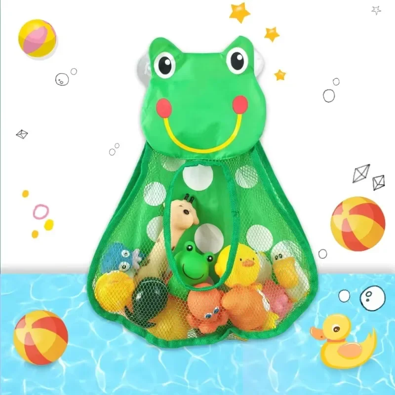 1 قطعة لطيف بطة الضفدع شبكة لعبة حقيبة التخزين الحمام النثرية تخزين حقيبة للحمل كوب شفط قوي لعبة تخزين صافي