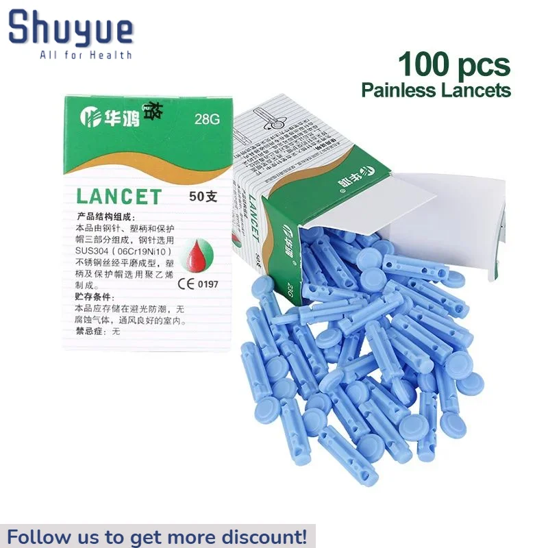 100pcs Disposable Blood taking Needles 28G Blood Collection Lancet Painless Lancing Device for Diabetes Accessory