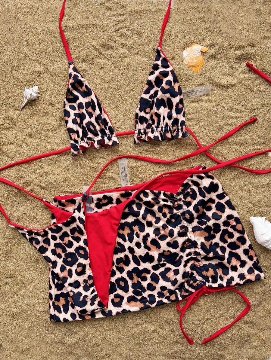

Reversible Leopard Print Bikini Set Two Pieces Beach Swimwear