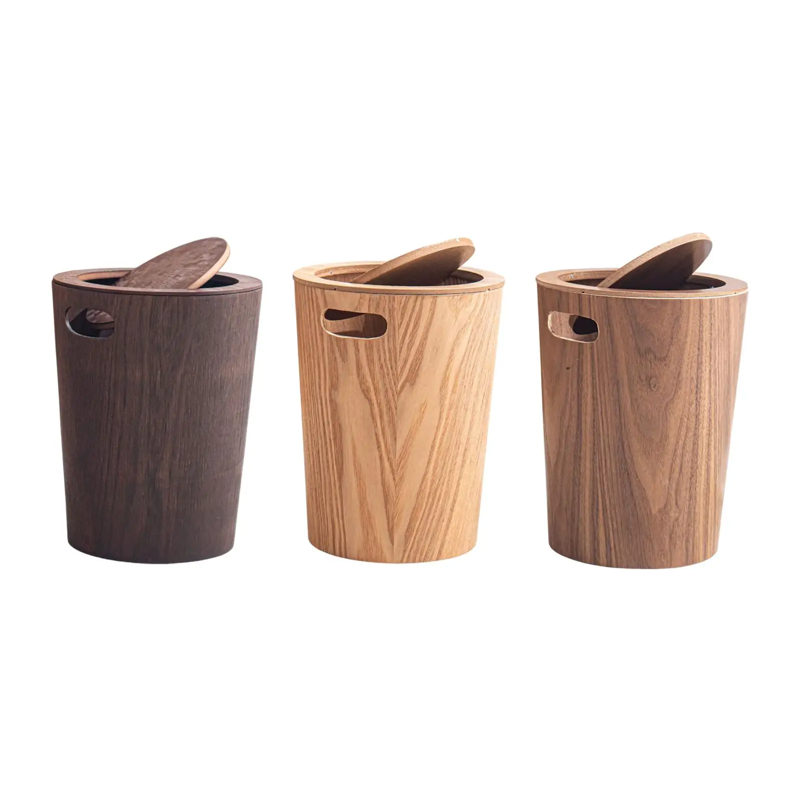 

Wood Trash Can, Waste Container, Rustic Decorative Clamshell Garbage Bin,