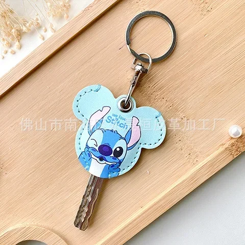 Disney Stitch Winnie the Pooh Mini portachiavi portachiavi in pelle PU simpatico cartone animato Mickey Minnie portachiavi Clip di protezione della