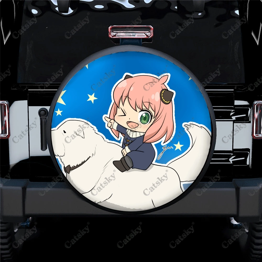 Anime SPY×FAMILY Spare Tire Cover Waterproof Wheel Tire Cover Protect for Car Truck SUV Camper Trailer Rv Accessory 14-17in