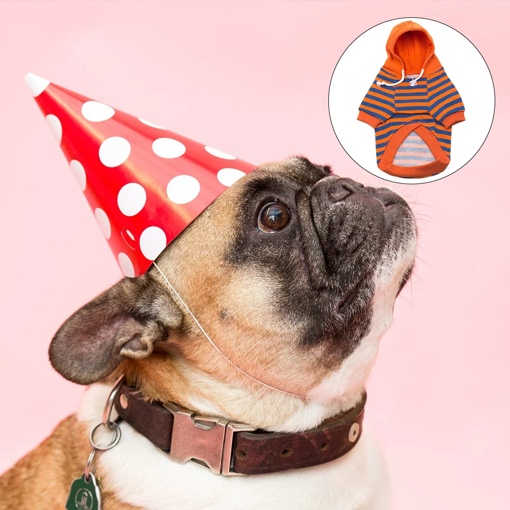 

Striped Pet Hoodie for Small Dogs Breathable Cotton Dog Outfit Costume for Parties Holidays Weddings Valentine Day New Year Eve