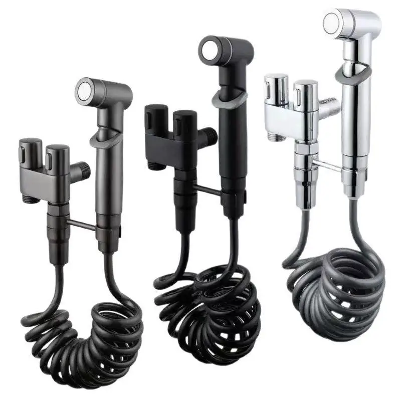 Handheld Toilet Spray Nozzle Pressurized Double Outlet  Sprayer Set for Bathroom Personal Hygiene Toilet Replacement Parts