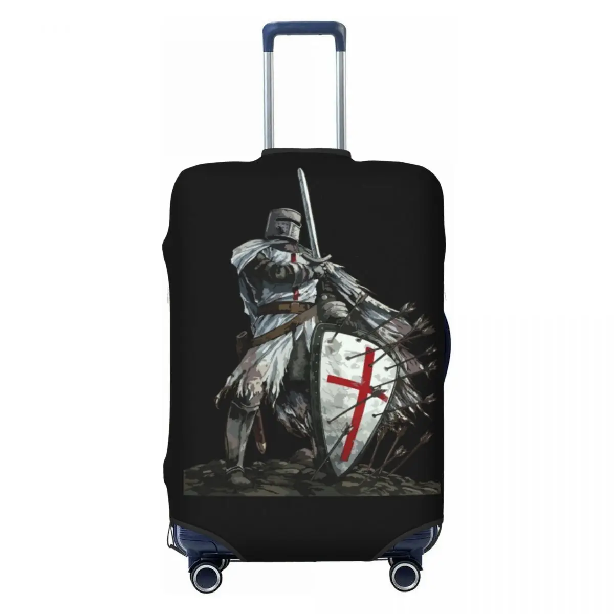 

Custom Knights Templar Warrior Luggage Cover Protector Cute Medieval Templar Shield Cross Travel Suitcase Covers for 18-32 Inch