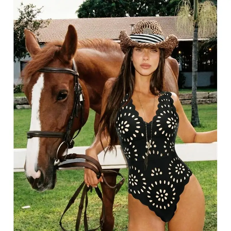 Women Sexy Swimsuit Suit 2026 Flaxmaker Summer Deep V Neck Elegant Swimwear Biquini Bodysuit And Skirt Solid Color Beachwear