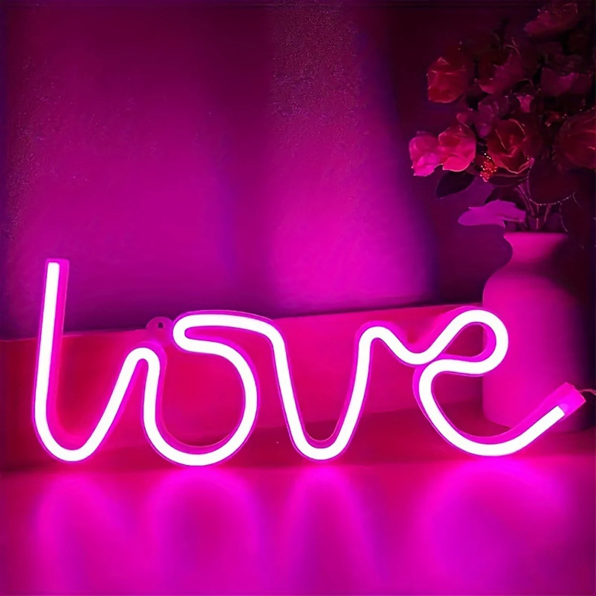 LOVE neon light, USB/alimentato a batteria, proposta regalo romantico di san valentino, luce per l\'atmosfera di nozze, decorazione della parete di