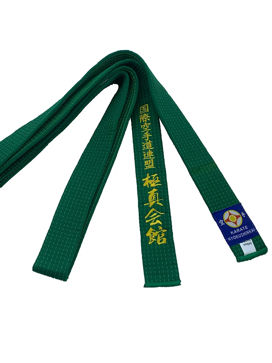 International Karate Federation Kyokushi Belts IKF Sports Green Belt 1.6m-4.6m Wide 4cm Customized Embroidered Text China Made