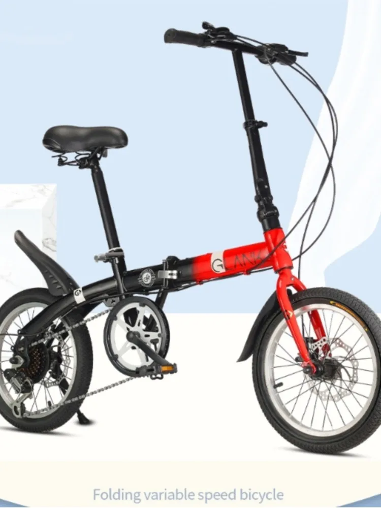 AliExpress Grylls 14/16 Inch Green Folding Bike Variable Speed Bike Disc Brake Student Bike Adult Commuting Folding Bike 2025 New Style