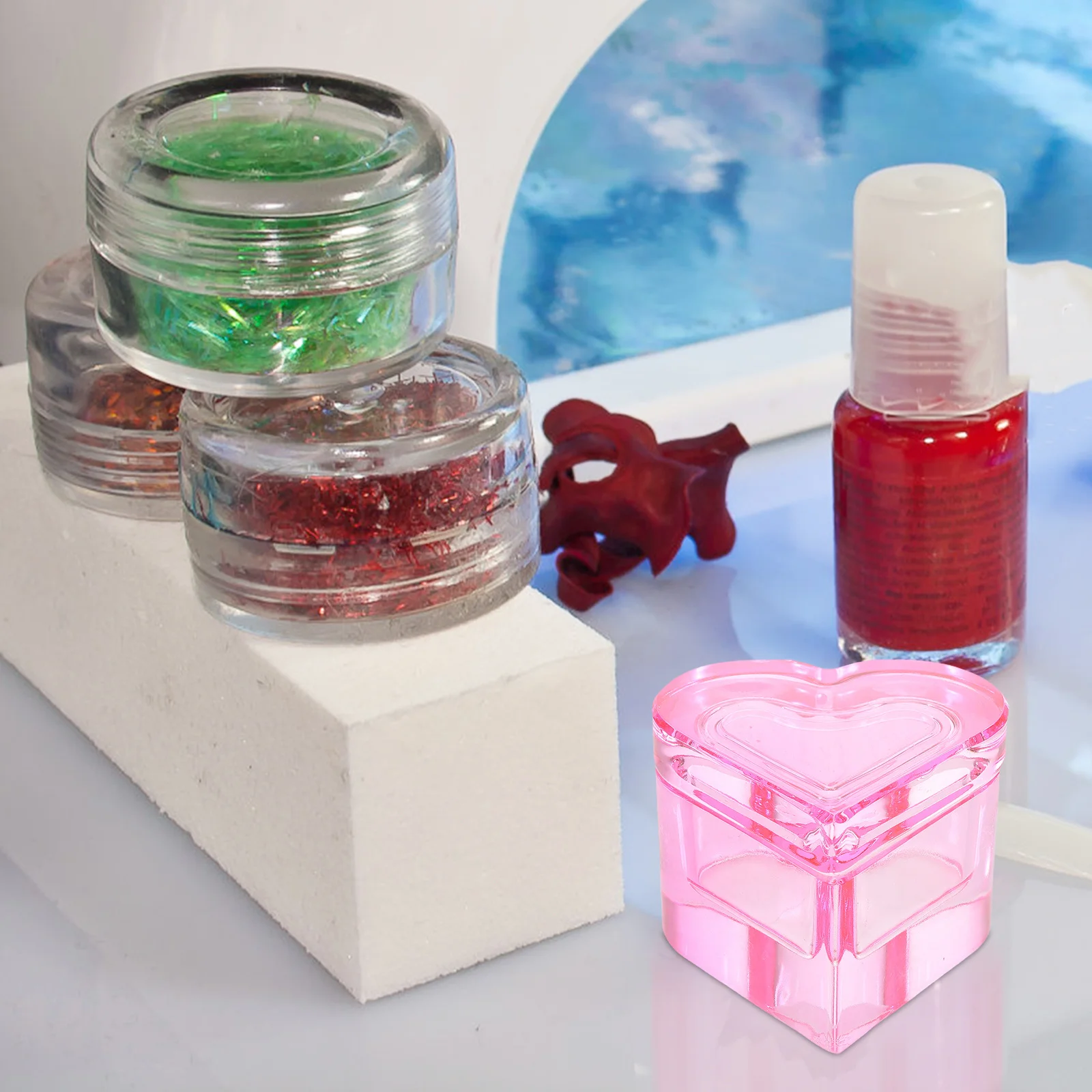 

Glass Dappen Dish Acrylic Nail Art for Home Use Liquid Crystal Heart Bowl Supplies