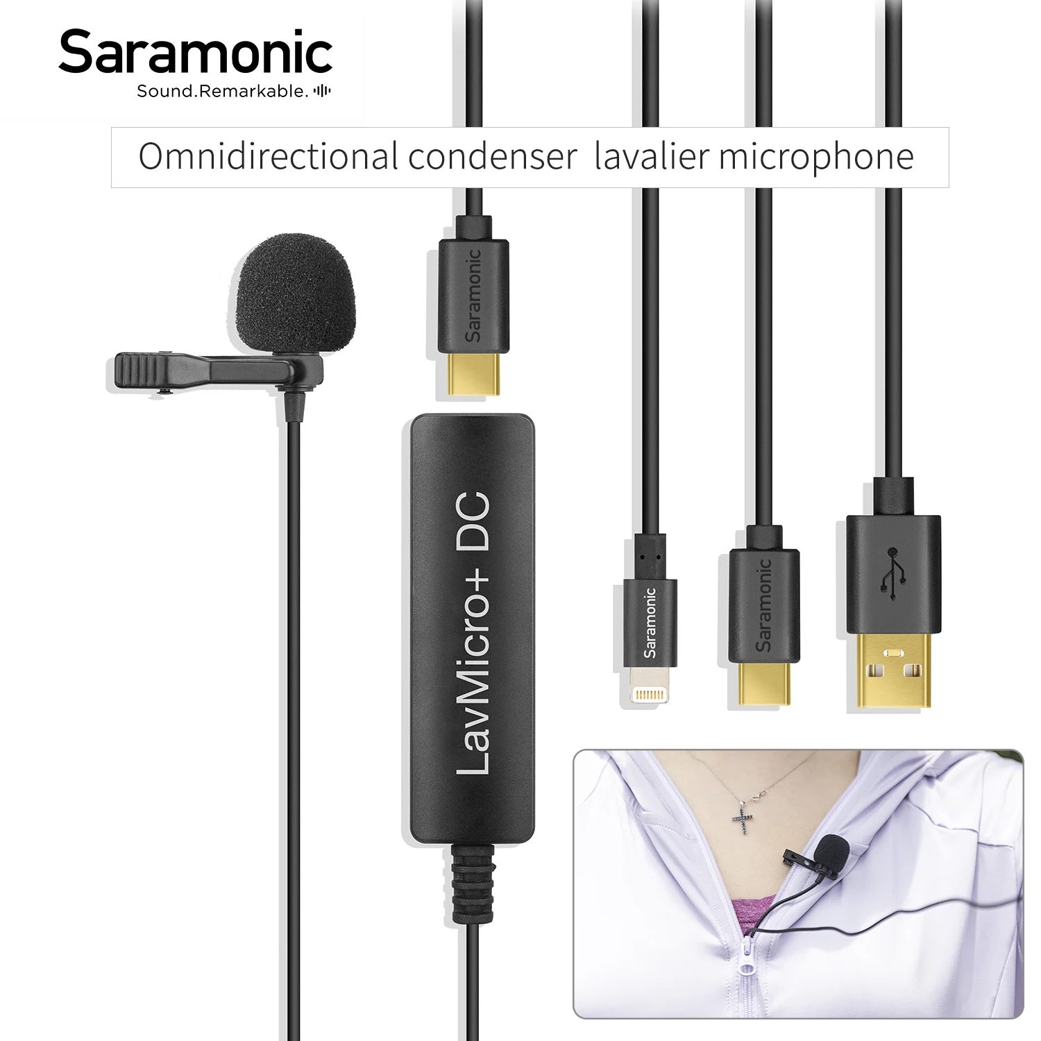 Saramonic LavMicro 3.5mm TRRS Condenser Lavalier Microphone for DSLR Camera Camcorder Smartphone Audio Streaming Recording Vlog