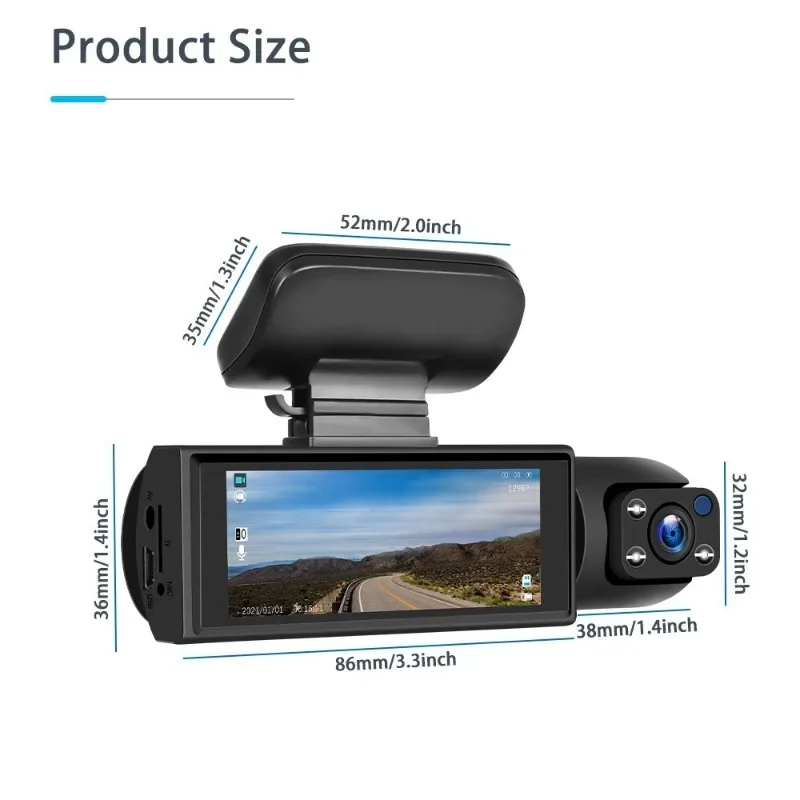 Used for car driving recorder high definition dual lens dual recording infrared night vision 3M car DV camera recorder