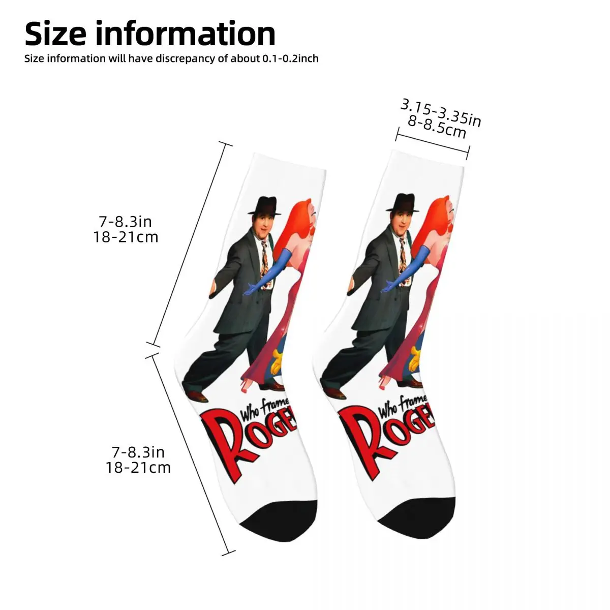 Funny Crazy compression Cool Sock for Men Hip Hop Vintage W-Who Framed Roger Rabbit Cartoon Happy Seamless Pattern Printed Boys