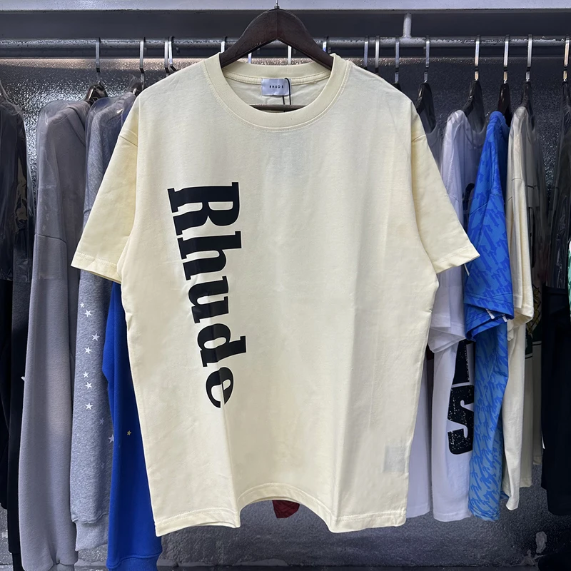 Rhude T-shirt van hoge kwaliteit, casual logo-print, ronde hals, korte mouw, zomer, modieus, heren, dames, losse katoenen top-T-shirt