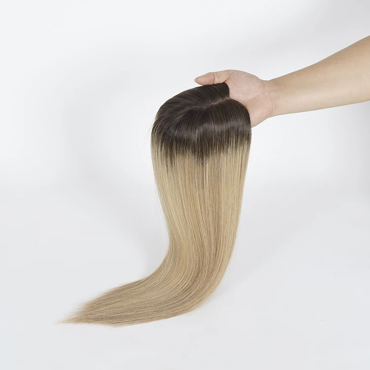 

Silk Base Hair Topper Double Drawn Human Hair Topper For Women Invisible Unprocessed Hair Topper For White Women