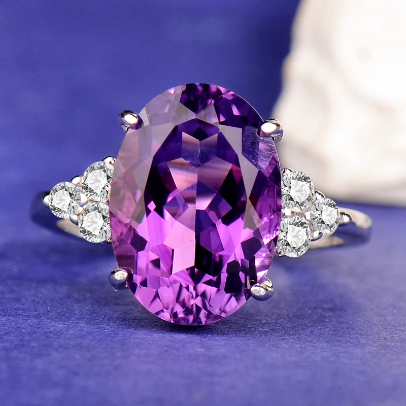 

925 Sterling Silver Natural Amethyst Ring for Women, Exquisite, Fashionable, High-End, Simple and Versatile, Adjustable Ring, Holiday Gift for Mother, Gift for Lover, Wedding Anniversary Gift, Valentine's Day Gift