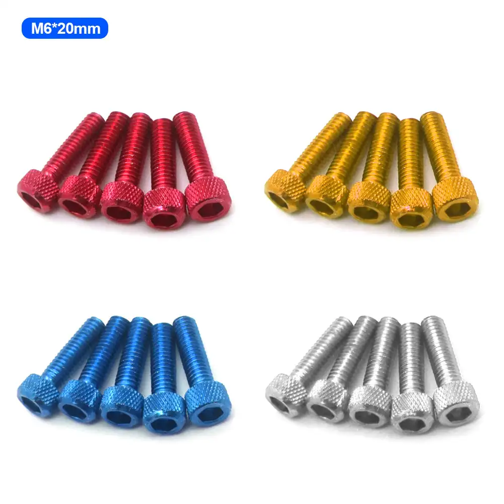 5Pcs M6*20mm Motorcycle Bolts Screw Aluminum Adornment Colourful Anodised Bolts Screws M6 Cap Head Moto Parts Cap Bolts