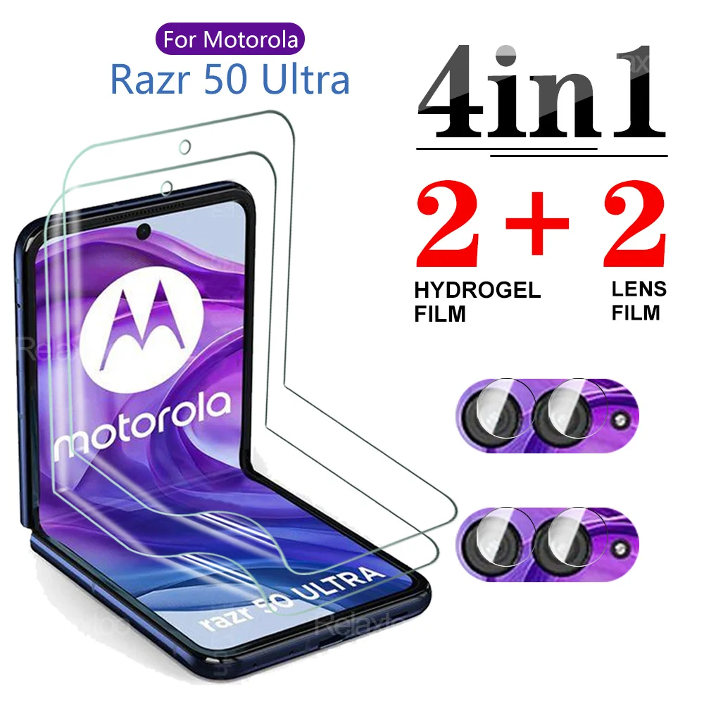 4in1 For Motorola Razr 50 Ultra 50Ultra Screen Hydrogel Film Lens Protective glass Razr50 Ultra Razr50Ultra Flip phone soft film