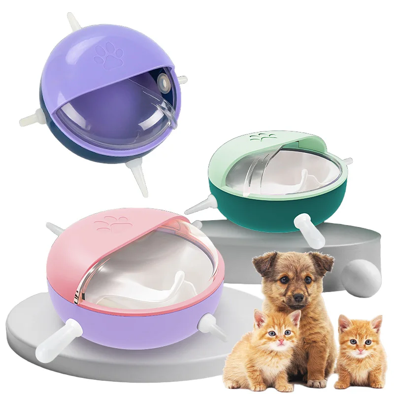 200ml Kitten Milk Feeder Dog Cat Drinker Puppy Bottle Self-feeding 4 Teats Multiple Kittens Breastfeeding Bubble Milk Bowl