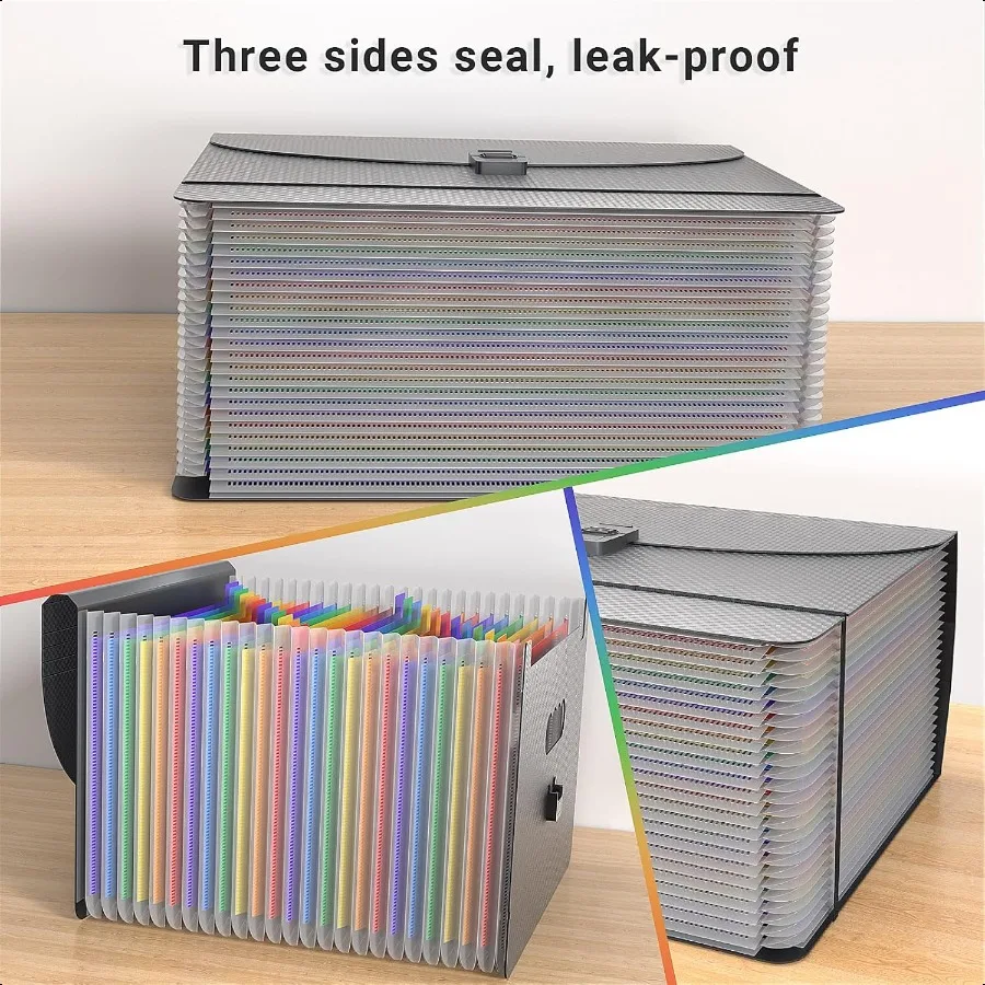 25 Pockets Expanding File FoldersPortable Accordian File Organizer Expandable File Folder Bill Paper Document Organizer Plastic