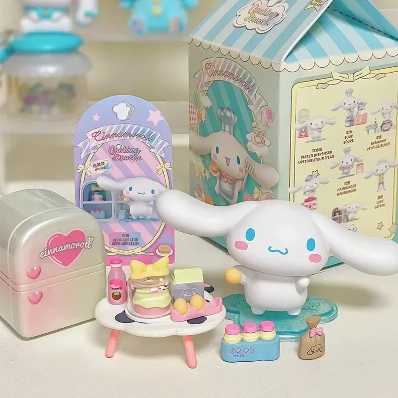 Sanrio Cinnamoroll Cooking Hut Series Blind Box Anime Figure Model Cute Doll Collection Mystery Box Ornament Surprise Kids Gifts