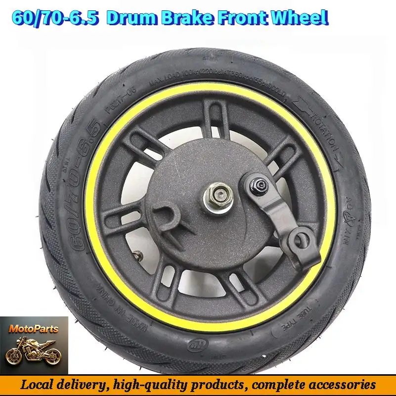 

10 Inch For Ninebot Max G30 Scooter 60/70-6.5 Tire & Hub Drum Brake Complete Front Wheel
