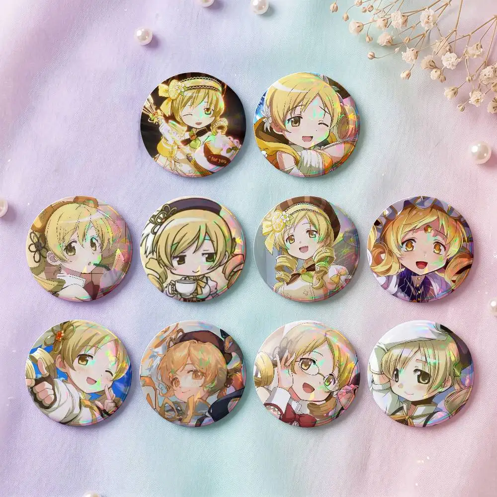 Mami Tomoe Cute Anime Figure Badges 25 32 44 58 75 Mm Round Cosplay Pin Bag Decor Fans Collect Friends Gifts Brooch Souvenir view 3