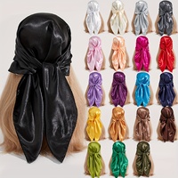 Solid Color Large Bandana Classic Satin Square Scarf Women Imitation Silk Neckerchief Windproof Shawl Head Wrap Hair Accessories
