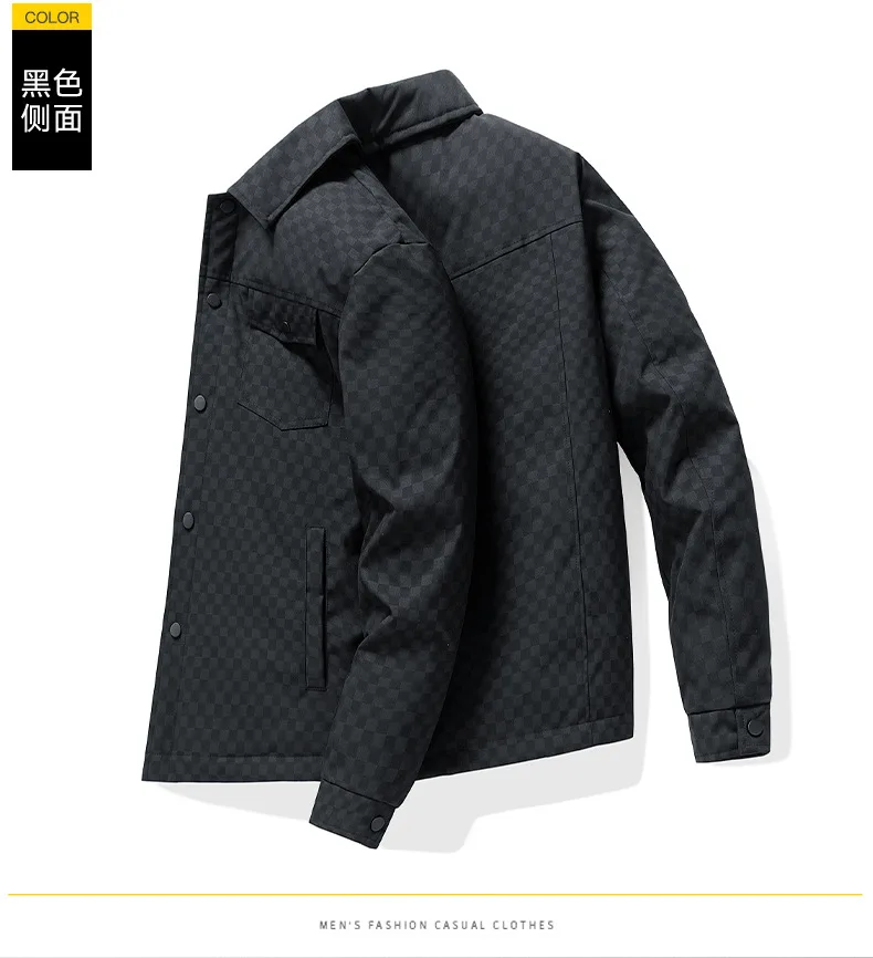 Мужской пуховик на осень и зиму: новый стиль, теплый, приталенный крой с повседневными лацканами для молодых взрослых