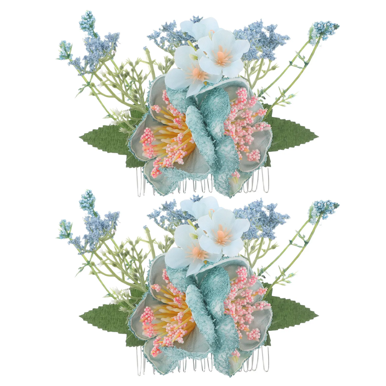 2Pcs Hawaiian Flower Hair Comb Silk Flower Tropical Barrette for Women Beach Wedding Hairpiece Bridesmaid Floral Updo Luau Party