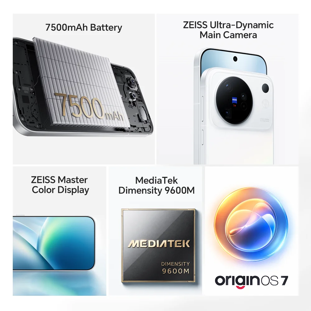 Chinese Version vivo X500 5G Smartphone MediaTek Dimensity 9600M 6.59'' 144Hz  AMOLED Display 7500mAh Battery 90W SuperCharge