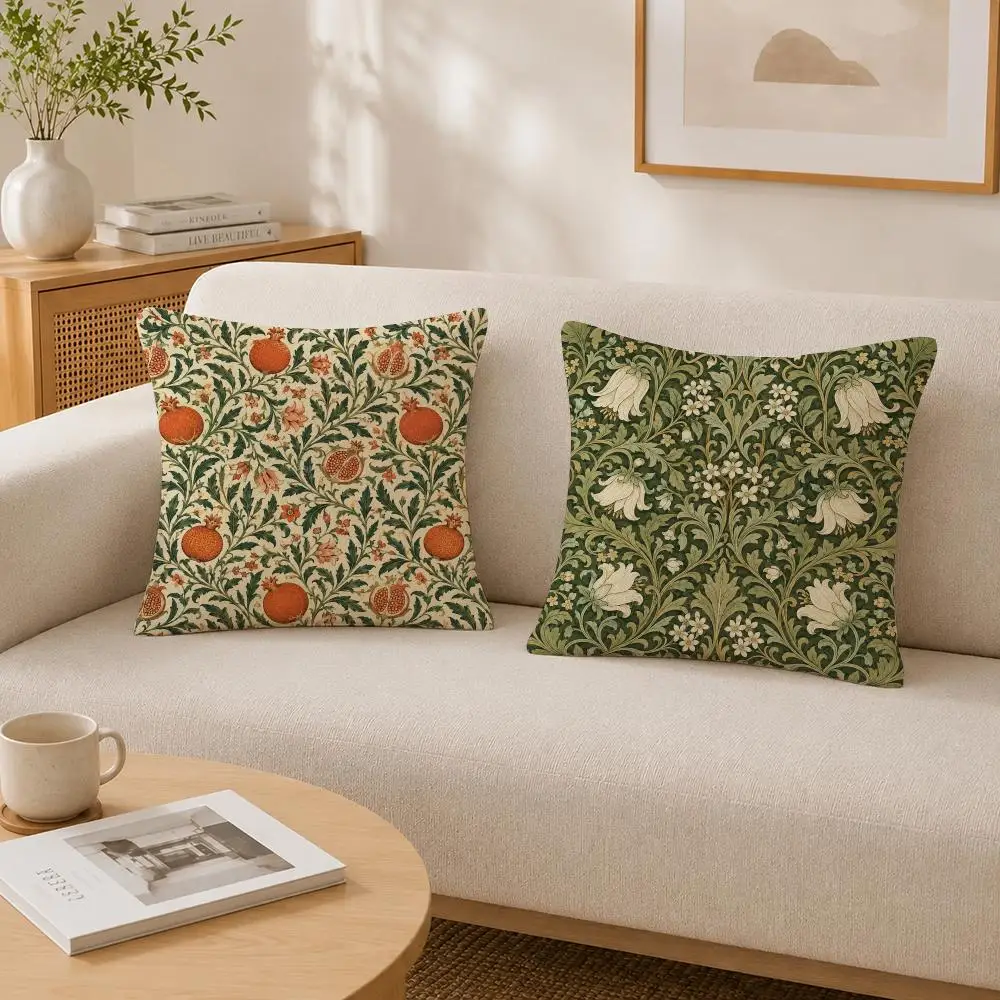 Classic Botanical William Morris Cushion Cover Soft Fluffy Short Plush  Pillow Case  Sofa Bed Home Decor