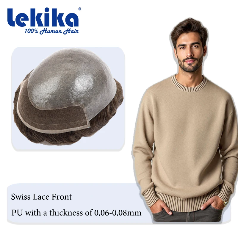 BIO-نسج على شكل شعر إنسان أكثر لينة الدانتيل السويسري ومعقود بولي Base قاعدة خصلات الشعر المستعار الإنسان تنفس 100% خصلات الشعر المستعار الإنسان استبدال شعر مستعار #1