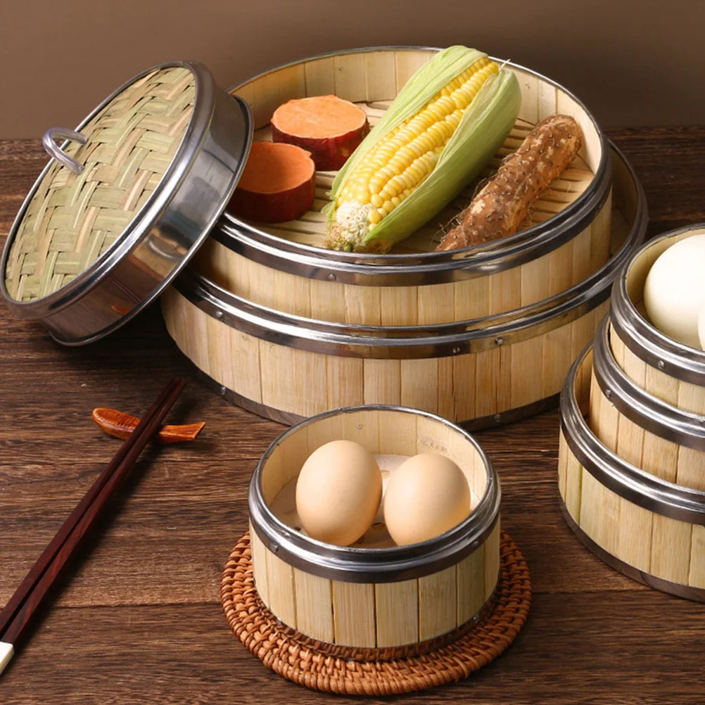 

1Set Bamboo Food Steamer Premium Multi-Functional Household Steamer with Stainless Steel Edges Smooth Surface Safe