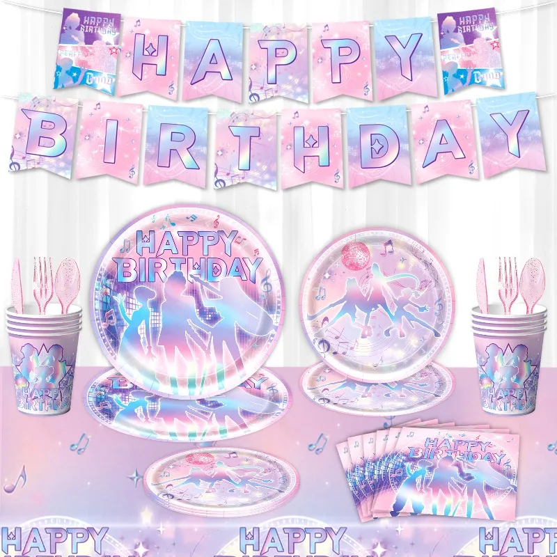 

K-pop Birthday Decorations for Girls Birthday Table Decorations Party Tablewear Paper Plates Cup Napkins Birthday Party Supplyf
