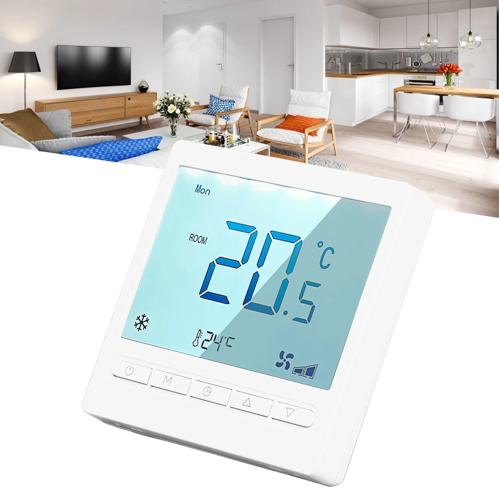 

A/C Thermostat Programmable Thermostat High Accuracy Large Screen LCD Thermostat for Living Room Bedroom Dining Room Hall AC230V