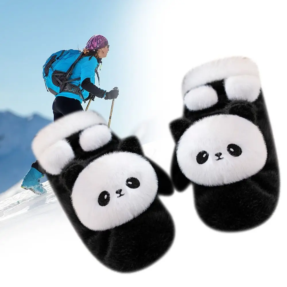 New Cute Panda Plush Glove Thickened Keep Warm Winter Glove Cold Protection Windproof Cycling Mittens