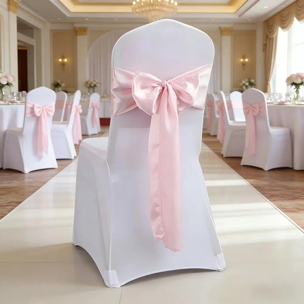 Satin Chair Sash Bow Tie Bands for Wedding Decoration Shiny Color Hotel Show Birthday Party Nice Design Know Tie Festival