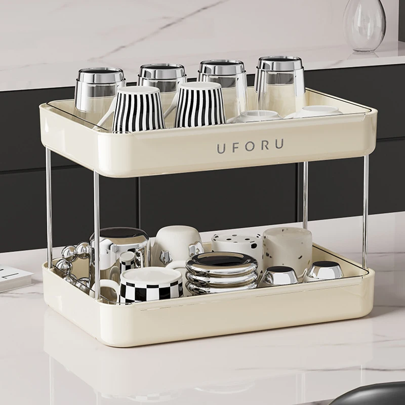 1/2-Tier Kitchen Countertop Organizer Rack Multi-Function Spice Storage Shelf for Pantry Bathroom Vanity   JJ2359