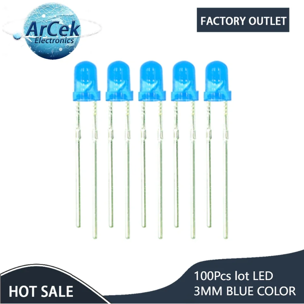 100Pcs lot LED 3MM BLUE COLOR BLUE LIGHT Super Bright LED Light