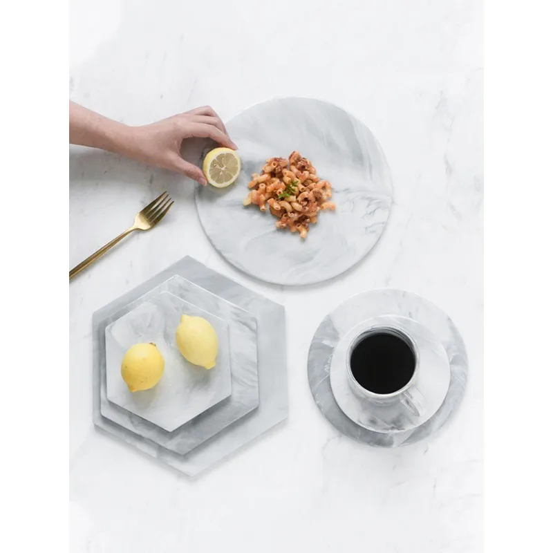 

Nordic minimalist ceramic marbled flat mat, Western food plate, sushi plate, storage plate, pasta tray, dessert plate