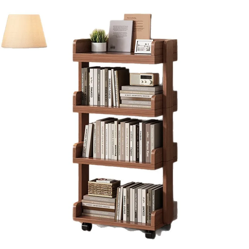 

Книжная полка из цельного дерева, напольная полка, шкафчик для игрушек, встроенная стена, стеллаж для хранения детских книг с картинками, подвижный книжный шкаф