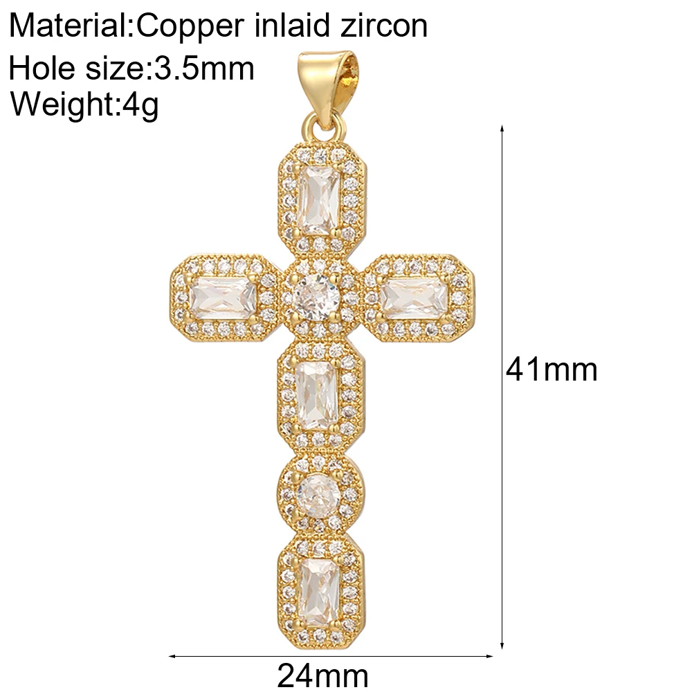 Crosses Cute Dangle Jewelry Charms Jewelry Making Pendant Charms for Earrings Necklace Bracelet Gold Color Copper Cubic Zircon