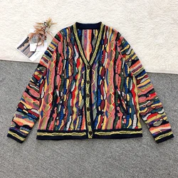 2023 Spring Autumn New Elegant Personality Printed Knitted Cardigan Coat Graffiti Vintage Ancient Designer Trendy Sweaters