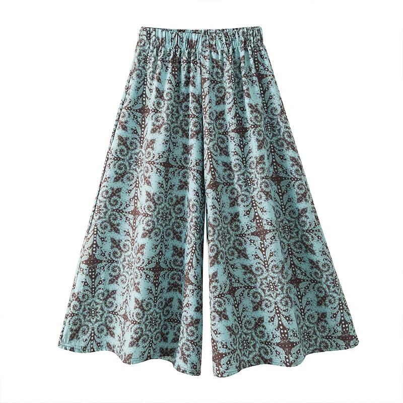 Spodnie damskie z wysokim stanem i szerokimi nogawkami, plus size, letnie, luźne, w stylu lazy Sembach, spódnico-spodnie, cienkie, z włókna poliestrowego.