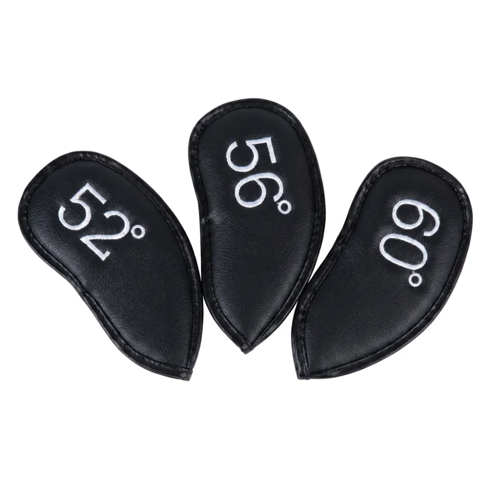 3/8pcs PU Leather Golf Head Cover Embroidered Number Lychee Texture Club Headcover Soft Lining Plain Texture Club Head Sleeve