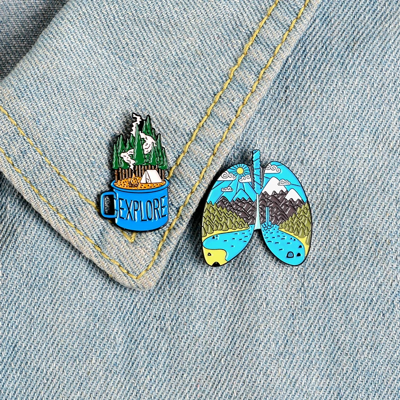 2pcs/set Pins Tortoise Flower Heart Ticket Demon Whale Enamel Metal Pins Brooches Badges Lapel Clothes Pins Women Jewelry Gifts