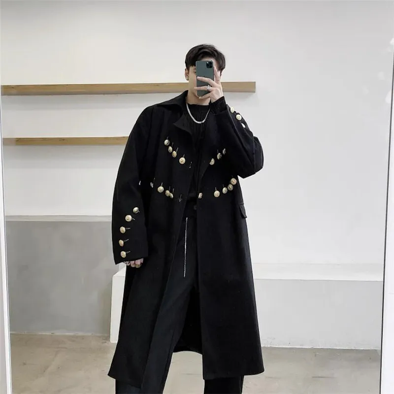 

2024 winter new niche design trend in the long woolen coat Korean version of fashion handsome coat fashion brand menswear